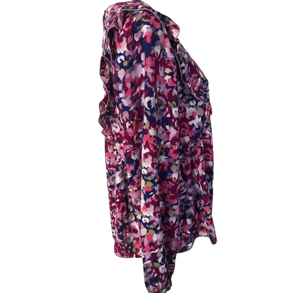 Nanette Lepore Carmine Blouse Ruffles Bold Floral Print NWT - Picture 5 of 10